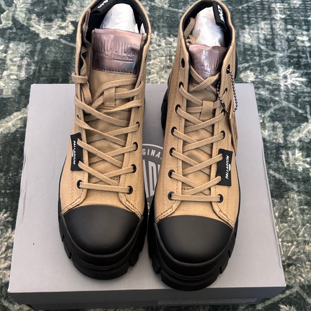Palladium Tan and Black Canvas High-Tops
